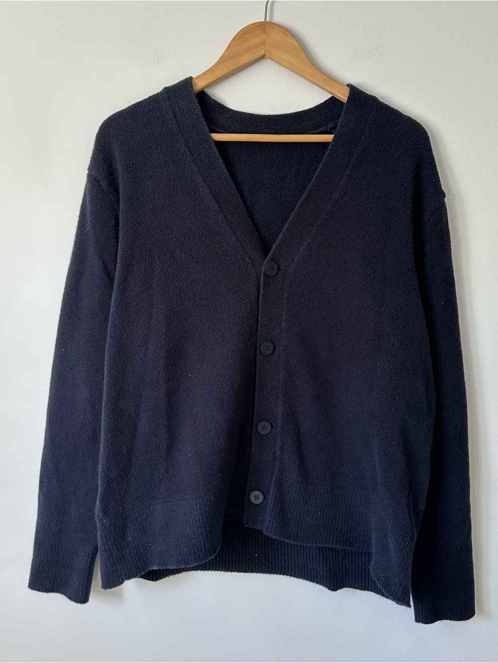 Lululemon Men’s Merino Wool Blend Cardigan Sweater Navy Blue Size Large